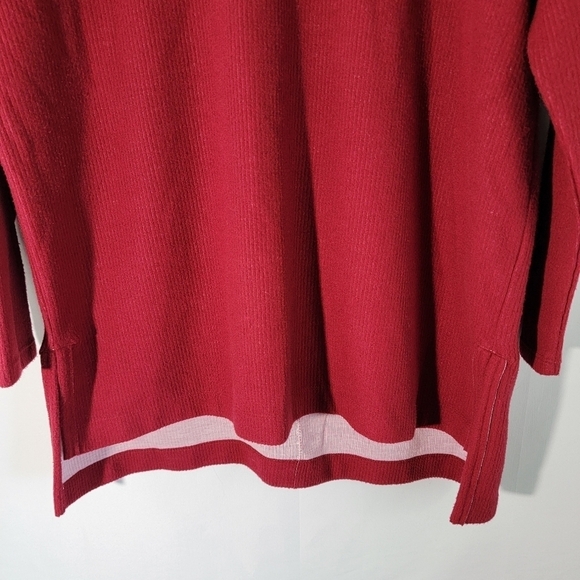 By Anthropologie Burgundy Turtleneck High-Low Long Knit Tunic Sz S Valentine - Picture 4 of 12